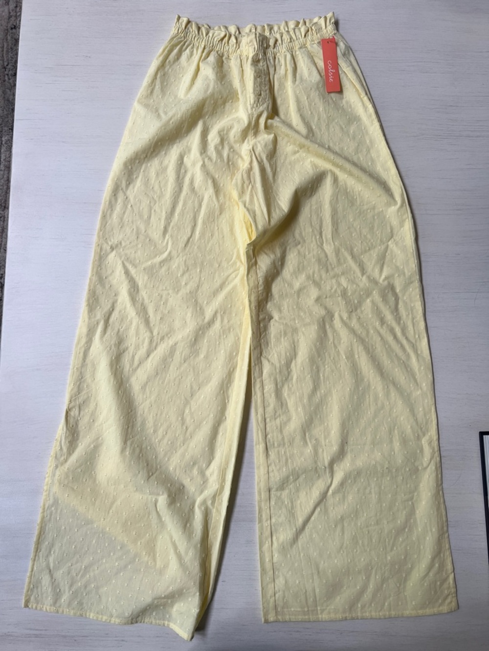 ColsieYellow Dotted Cotton Wide-Leg Pants
